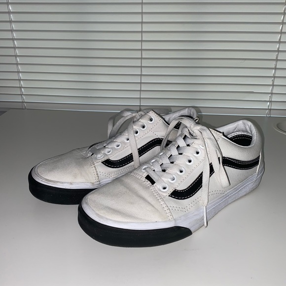 vans old skool color block black & white skate shoes